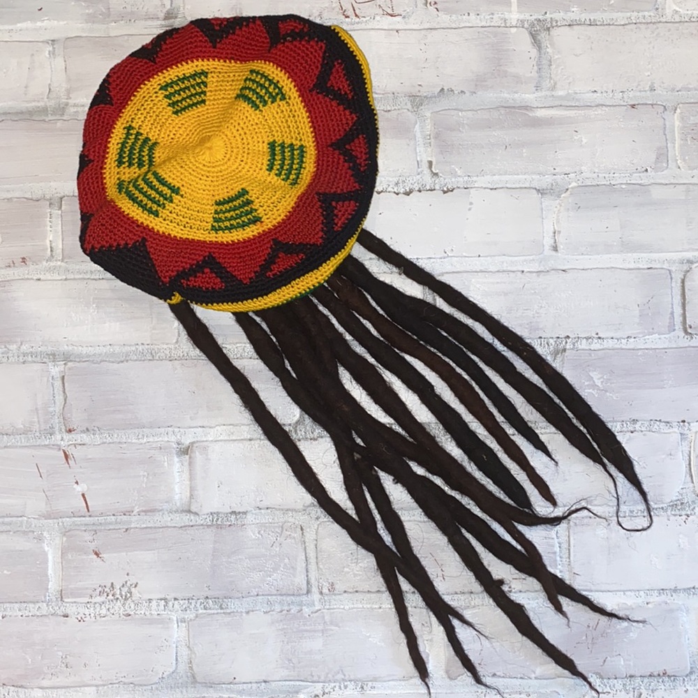 Bob Marley Rasta Jamaican hat with fake dreads